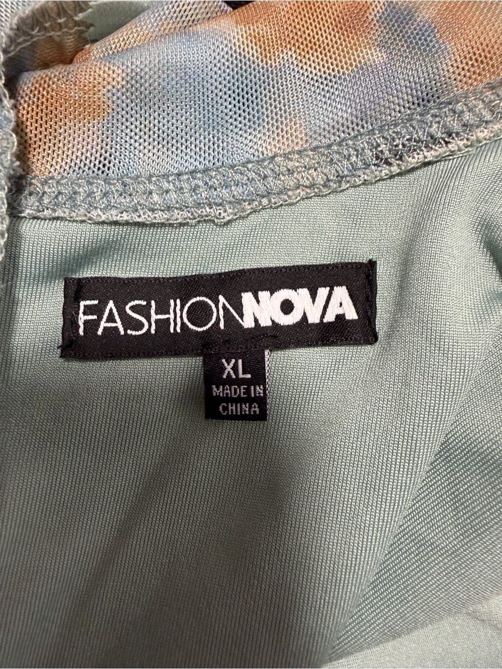 Fashion Nova Abstract Mesh Maxi Dress XL | Bodycon Mock Neck Long Sleeve Y2K - Picture 11 of 13